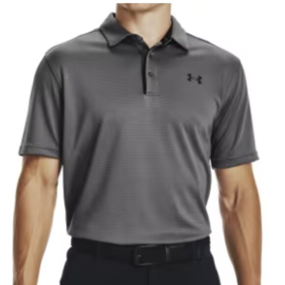 Under Armour Grey HeatGear Tech Short Sleeve Sport Golf Polo Mens Size Large - Picture 1 of 11